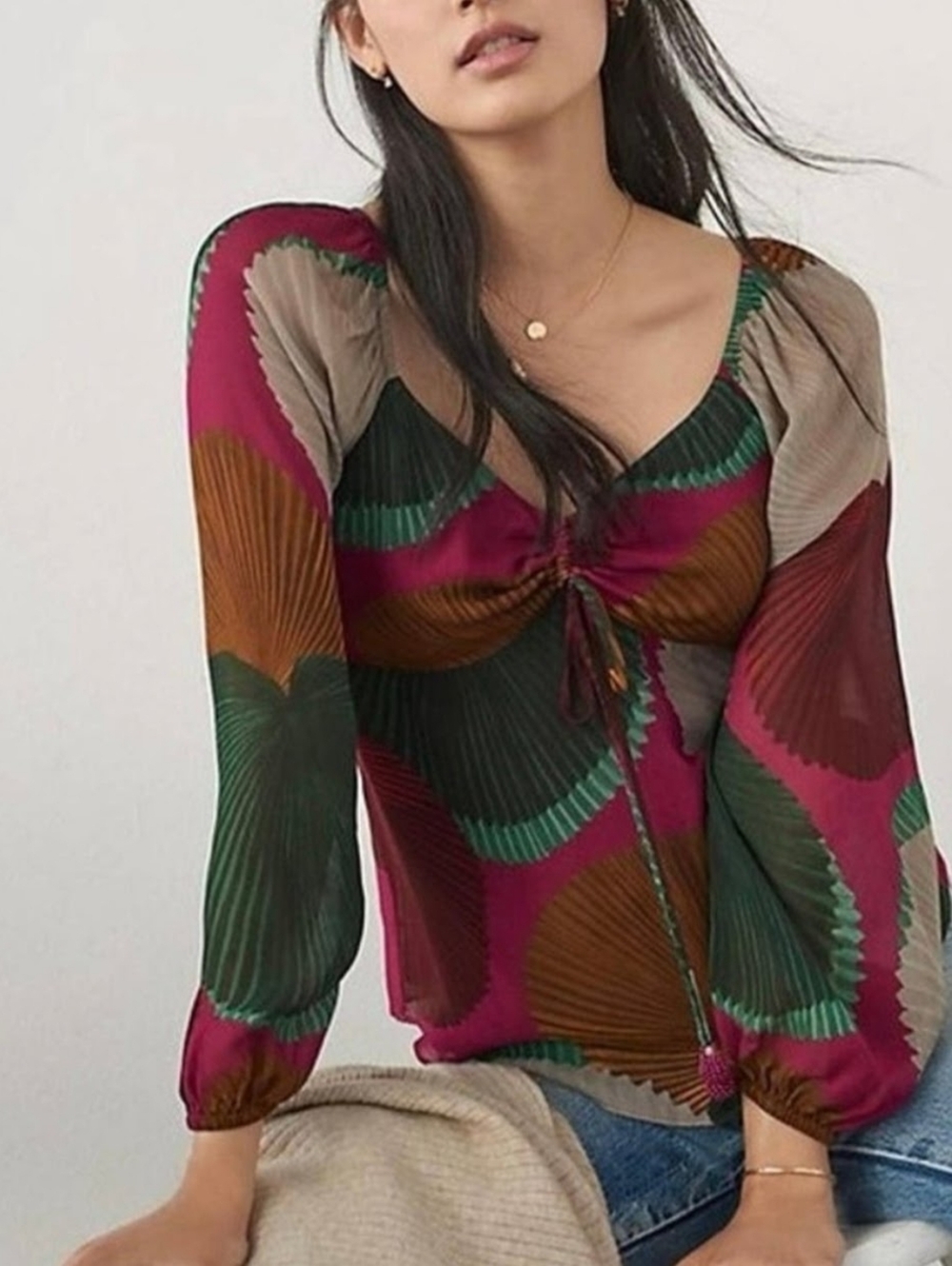 FARM Rio Katalina Blouse in Raspberry Size XS